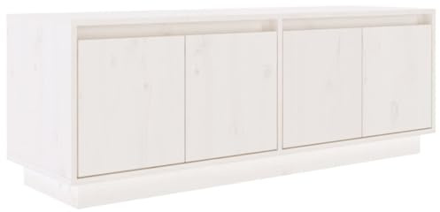 vidaXL TV Schrank Lowboard TV Möbel Tisch Board Sideboard Fernsehtisch Fernsehschrank HiFi-Schrank Weiß 110x34x40cm Massivholz Kiefer