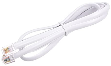 sourcing map Teléfono Extensión Cable 3.28 Pies Teléfono Cable Teléfono Línea Cable RJ11 6P6C Enchufes, Macho a Macho para Teléfono y Fax Blanco 1uds