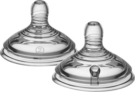 Tommee Tippee Natural Start Baby Bottle Teats, Medium Flow for 3m+, Pack of 2 Breast-Like Teats for a Natural Latch, with Anti-Colic Valve and BPA Free Soft Silicone