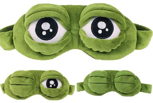 3D groda sova ögonmask barn, BetterJonny ludd karikatyr groda ögon mask kreativ tecknad rolig ögonskydd ludd sovmask ögonbindel för kvinnor barn män kvinnor, grön