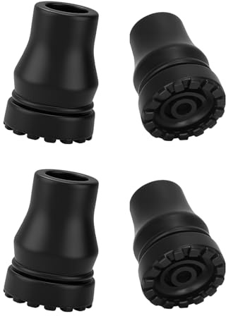supregear Käpptopp 19mm, 4-pack Halkfria Gummitoppar i Reservdel för 19mm Diameter Standard Käpp Fällbar Käpp Kryckor Tillbehör, Svart