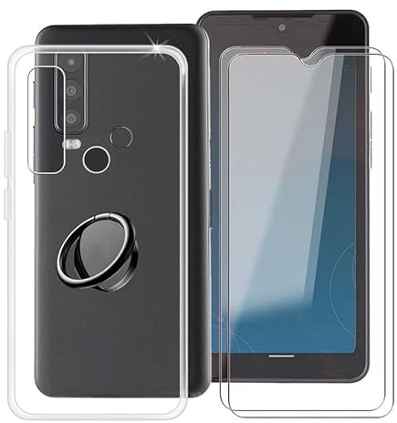 TREBAM Clear Case for Cat S75 (6.6) with 2 X Screen Protector + 360° Magnetic Ring Holder, Slim Shockproof Protective Cover Soft Silicone Phone Case for Cat S75