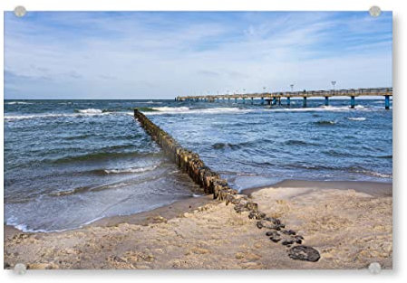 artboxONE Acrylglasbild 150x100 cm Natur Seebrücke, Buhne, Meer, Strand - Bild ostsee bauwerk buhne