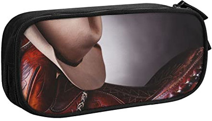 BAAROO Pferd Sattel mit einem Cowboyhut Wild Bleistift Fall Große Kapazität Stift Marker Box Make-up Tasche Polyester Schreibwaren Organizer mit für SCH, farbe, 5.0cm*10.5cm*20.5cm, federmäppchen