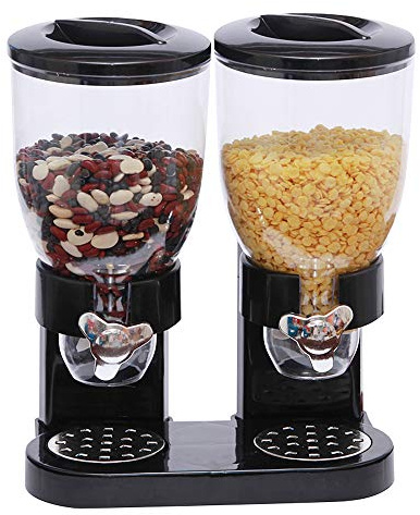 Willonin Doble Dispensador de cereales,Dispensador de cereales Duo,Dispensador de cereales,Caja de almacenamiento para dispensador de cereales- Libre BPA (1)