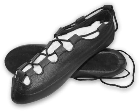 Irish Dance Shoes Dancing Pump Shoes - Soft Reel Leather Upper Loop Style - Leather Insole & Terry Towel Cotton Lining & Double Stitch Suede Outsole - Size 10J (See Size Guide in Pictures) Black