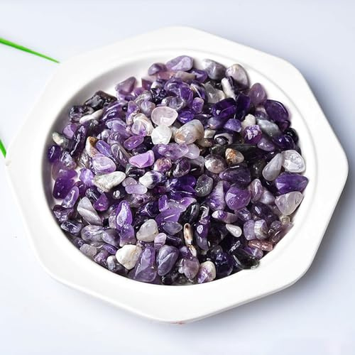 Yixinly Pierre d'améthyste, 400 g, 10-20 mm, mini pierres précieuses naturelles polies, granulés de cristal pour décoration de jardin, paysage, pots de fleurs, vase d'aquarium