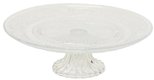 Glasteller auf Fuß Ø 29 cm - Glas-Etagere mit Fuß - Etagere - Konfektschale aus Glas - Glasschale mit Fuß - Tortenständer mit Fuß - Etagere Landhaus Größe Ø 29 cm - H 9 cm