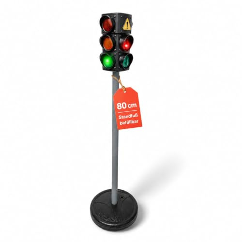 alldoro 60232 Verkehrsampel für Kinder 80 cm, mit Licht & Sound, Ampelspielzeug mit befüllbarem Standfuß & 2 Modi, für drinnen & draußen