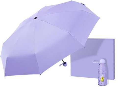 Ombrello portatile, ombrellone, ombrellone da spiaggia, ombrelli pieghevoli, ombrello pieghevole antivento 8 stecche, ombrello piccolo: compatto, leggero, resistente, mini, pieghevole e portatile(Purp