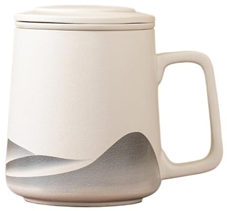 Rurunklee Tee-Ei Tasse – 360 ml Teesieb, Vintage-Wassertrennung, Teekanne, handbemalte schwarze Glasur-Tasse für grünen schwarzen Oolong heißen oder kalten Tee