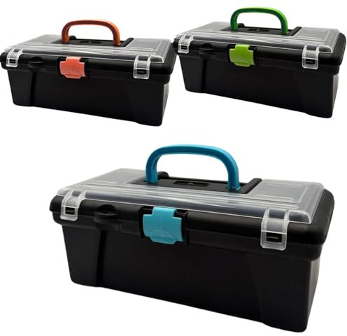 Paluplus Cassetta per attrezzi da 2,3 Litri, Misura 30x14x12 cm, Box Portautensili compatto con Coperchio Chiusura a Scatto, 5 Scomparti per viti, bulloni e chiodi, Colori Assortiti -2855C