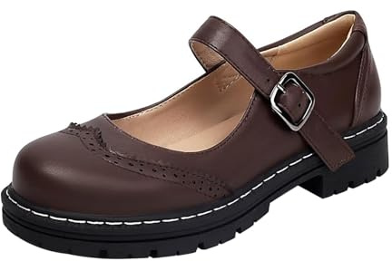 Mary Jane - Scarpe basse da donna, con mocassini, anteriori, chiuse, estive, con cinghia, sandali da trekking, sandali ortopedici, casual e comodi, marrone, 36