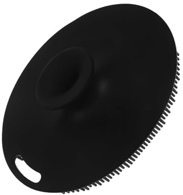 Spazzola Facciale in Silicone Nera, Pulizia e Scrub Viso | Testa a Spazzola, Uso per Viso e Corpo, Adatta a Vanity e Bagno, Impugnatura Ergonomica