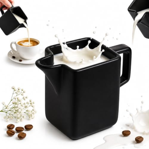 OMAGO® Porzellan-Milchkännchen mit Ausguss, schwarzer Krug für Milch und Sahne, kleiner Tischkrug für zu Hause und Restaurants