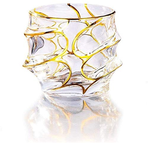 Genérico Vaso De Whisky, Material De Cristal Sin Plomo, Diseño De Lujo Dorado, Artículos De Bar para El Hogar, Juego De Vino De Regalo para Hombres (B)