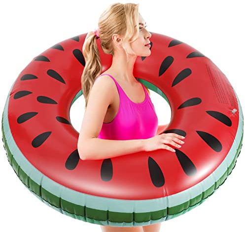 HeySplash Gonfiabile Galleggiante Anello da Nuoto, Nuoto Anello Gonfiabile 102cm per Adulti, Anello da Nuoto Gonfiabili Estate Mare Piscina Giochi Sapiaggia, Cocomero