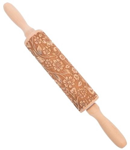 BESPORTBLE Mattarello in Legno di Faggio per Goffratura Decorativa con Motivi Natalizi e Fiocchi di Rullo per Pasta e Impasto Biscotti Utensile da Cucina Versatile e Facile da Usare per