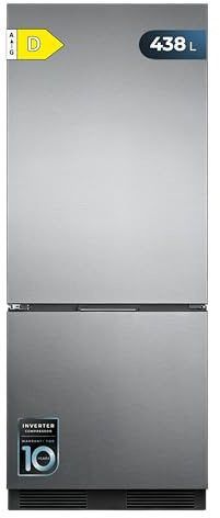 Cecotec Frigorífico Combi Integrable No Frost de 427L Bolero CoolSilver Combi FD BI 427 Elite D. 199,5cm de Alto, 76,4cm de Ancho, Clase D, Auto IceMaking HUB, Ultra Fast Freezing, Iluminación Premium