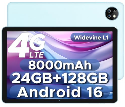DOOGEETab T10W Android 16 Tablet 10 Pulgadas, 24GB+128GB/2TB | 4G LTE Tablet Con Tarjeta Sim, Batería 8000mAh Tablet android, Widevine L1/ Gemini AI/Face ID/5G WiFi/Face ID/3.5mm Audio