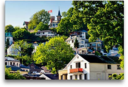 Premium Textil-Leinwand 45 x 30 cm Quer-Format Häuser am Elbberg im Hamburger Stadtteil Blankenese, Leinwanddruck von Christian Ohde