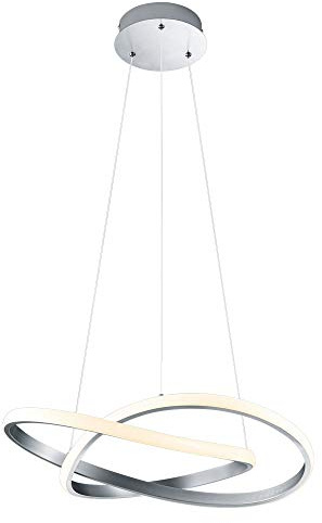 Reality Leuchten LED Pendelleuchte Course R32051107, Metall Nickel Matt, Acryl weiß, inkl. 27 Watt LED, Switch Dimmer