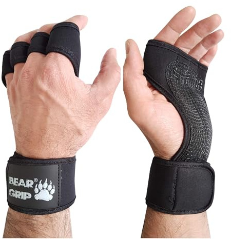 BEAR GRIP - Offene Trainingshandschuhe für Crossfit, Bodybuilding, Kallisthenik, Powerliftin (L)