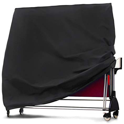 Currentiz Outdoor Tischtennisplattenabdeckung Wetterfest Atmungsaktives Oxford-Gewebe Schutzhülle Wasserdicht Staubdicht Schwarz