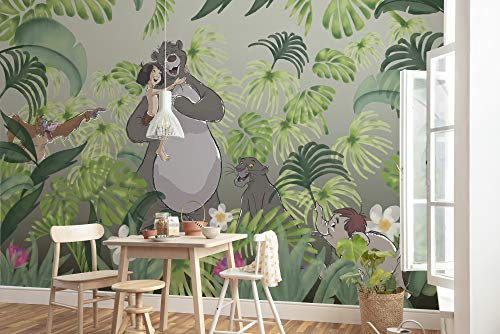 Komar Disney Welcome To the Jungle | Größe: 400 x 280 cm (Breite x Höhe), Bahnbreite 50 cm | Tapete, Wandbelag, Kinderzimmer, Schlafzimmer | DX8-030 Vlies Fototapete, grün, gelb