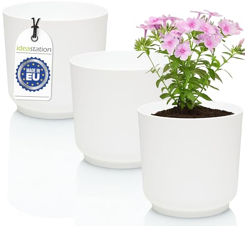 idea-station Sati Pot de Fleur Plastique 3 x 15 cm - Blanc - Cache Pot Plante Interieur