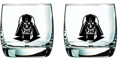 Star Wars Glass Set - Darth Vader - Collectible Gift Set of 2 Glasses - 10 oz Capacity - Classic Design - Heavy Base