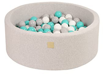 MEOWBABY Bällebad Baby - Rund 90x30cm Ball Pit für Kinder ab 1 Jahr mit 150 Bälle - Weiches & Sicheres Bällepool, Cotton, Hellgrau