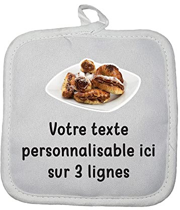 Manique Gant de Cuisine Pictogramme Viennoiseries avec Texte Personnalisable