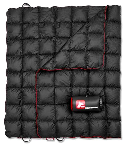 Horizon Hound GR-20 Down Camping Blanket - Outdoor Travel Quilt, Black | Insulated, Lightweight & Warm Gear for Sleep, Camping, Stadium, Hiking & Festivals | Water Resistant, Packable & Compact