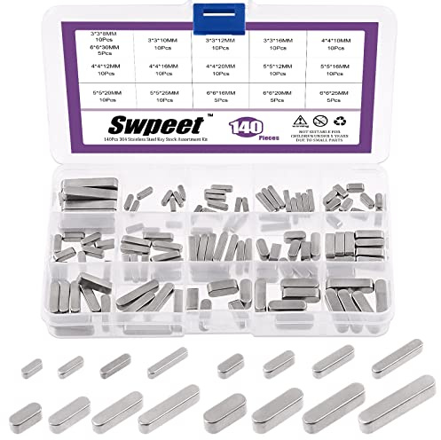 Swpeet Juego de llaves de eje de transmisión paralelo de acero inoxidable de 140 unidades, 16 tamaños, 3 mm, 4 mm, 5 mm, 6 mm, punta redonda, para sujetadores, industria mecánica