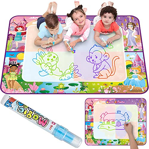 Retoo Wasser Doodle Aquadoodle Malmatte Magic Drawing Painting Zeichnen für Kinder Baby Toddler Malset Fleckenfreien Malspaß 100 x 80 cm 2 Stifte ab 3 Jahren