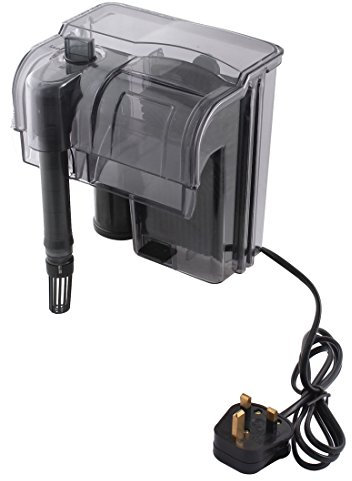 Ruilogod AC 220-240V UK-Stecker Aquarium Grau Shell Hang On Power Filter