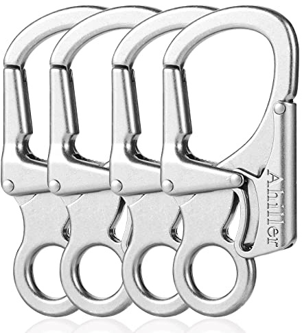 Ahiller Doppelte Verriege Karabiner Schlüsselanhänger Freizeit | Gegen Öffnen-Irrtum, 8cm EDC Clip, Sicherheit für Schlüssel/Hundeband/Rucksack, Galvanisch Rostsicher, Maximallast 100 Kg