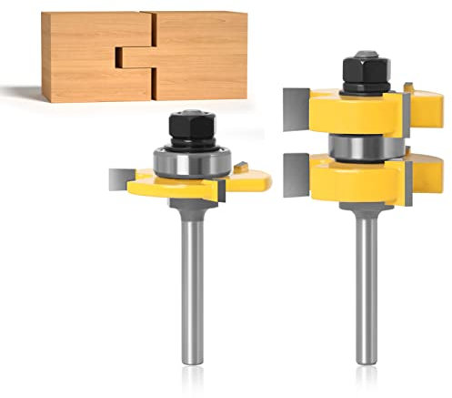 2-teiliges 6-mm-1/4-Schaft-Nut- Und Feder-Fräser-Bit-Set – Großer Vorrat Bis Zu 1-1/4 Zoll Holzbearbeitungsschneider Zapfenschneider Für Holzbearbeitungswerkzeuge,6mm Schaft