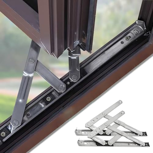 I-EASYDWW Stainless Steel Window Hinges - Casement, Friction Stay, 3mm Thick, 22mm Groove, 12 Inch, 1 Pair