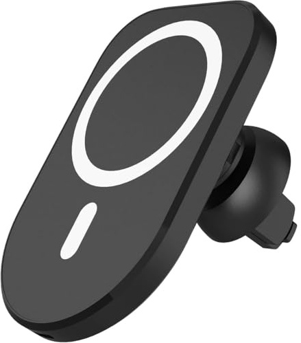 XtremeMac Premium MagSafe Auto-Ladegerät 15W, Schnellladefunktion für alle iPhone 12/13/14/15 Modelle, MagSafe kompatible KFZ Ladestation, Befestigung an der Lüftung, Schwarz