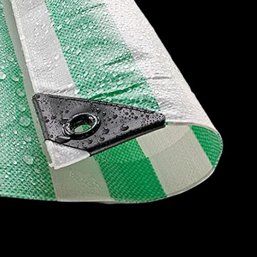 Coloured 170gsm Striped Tarpaulin Heavy Duty Market Stall Cover Tarp Sheet (Green/White, 270cm x 360cm (9ft x 12ft))