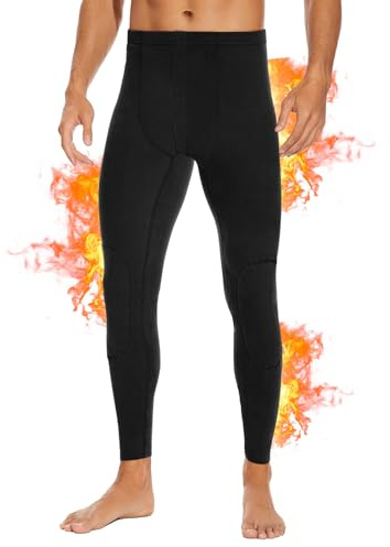 SIMIYA Lange Unterhosen Herren, Extra Warm Thermounterhose Gefütterte Unterhosen Männer Lang, Thermo Leggings Thermoleggings Winter(1 x Schwarz,L)