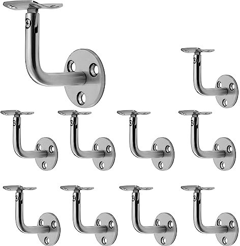 Schürberg Edelstahl Handlaufhalter, Handlaufträger, Wandhalter für flache und runde Geländer - Massive und schwere Qualität (10, Modell B - Rohr)