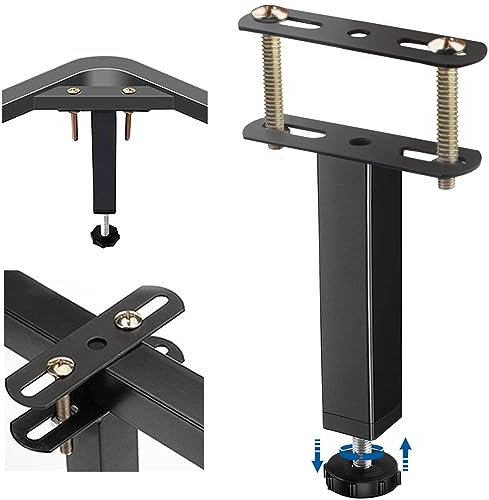 Patas De Muebles, Pies Regulables para Muebles, Patas Ajustables para Muebles de Metal, Accesorios de Armazón de Cama,Agujero Doble en forma de T, Patas de Apoyo Retráctiles Negras, Altura Ajustable