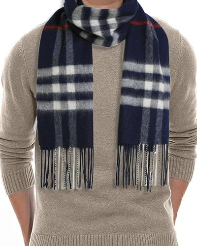 STARWHISPER Wollschal für Damen, 100 % reine Merinowolle, warmer Schal für Damen und Herren, Winter, kariert, einfarbig, Stil, kariert 5, 12 x 67inches