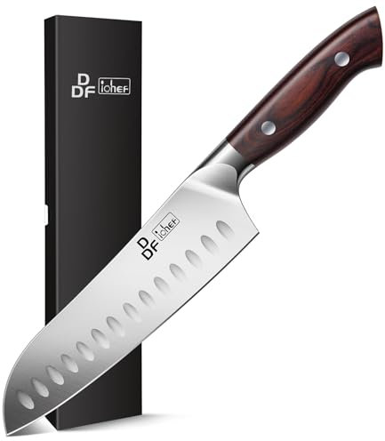 DDF iohEF Coltelli Cucina Coltello Santoku Coltelli da 18 cm Cucina Professionali di Acciaio Inox Lama Affilata e Resistente per Cucina Domestica e il Ristorante