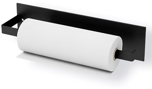 Honitra Black Paper Towel Holder Wall Mount, selbstklebend montierter Papierhandtuchhalter, bohrfreier Papierhalter für Tissues Paper Cling Film, Papierhandtuchhalter für Küche Bad Toilette Schrank