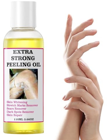Skalande olja för mörk hud, 110 ml gul peeling-olja, exfolierande peeling-lösning för kroppen, blekande hornhinna, armbågar, knän, fingrar till svart för alla hudtyper
