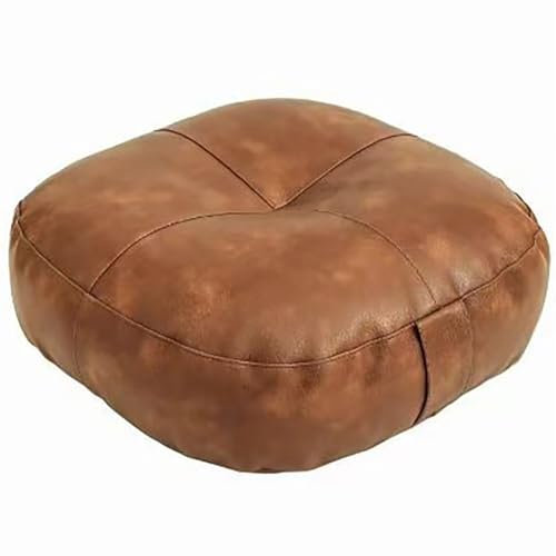 Generisch Modernes Pouf-Bodensitzkissen | Quadratisches Bodenkissen aus PU-Leder mit Reißverschluss | Weiches und bequemes Sitzkissen, Fußhocker für Wohnzimmer, grau, 40 x 6 cm (15,7 x 2,3 Zoll)
